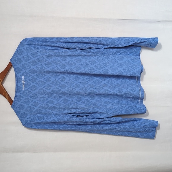 Hang Ten Blue Diamond Sunray Long Sleeve Tee with Pocket Size Extra Large - Picture 4 of 5